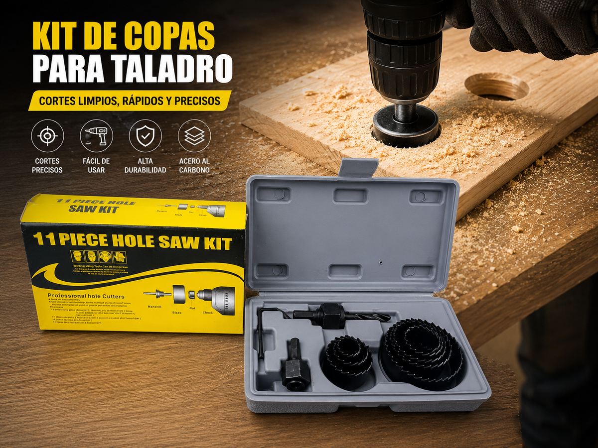 🔥 Kit Sierra Copa 11 Piezas para Taladro
