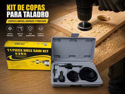 🔥 Kit Sierra Copa 11 Piezas para Taladro